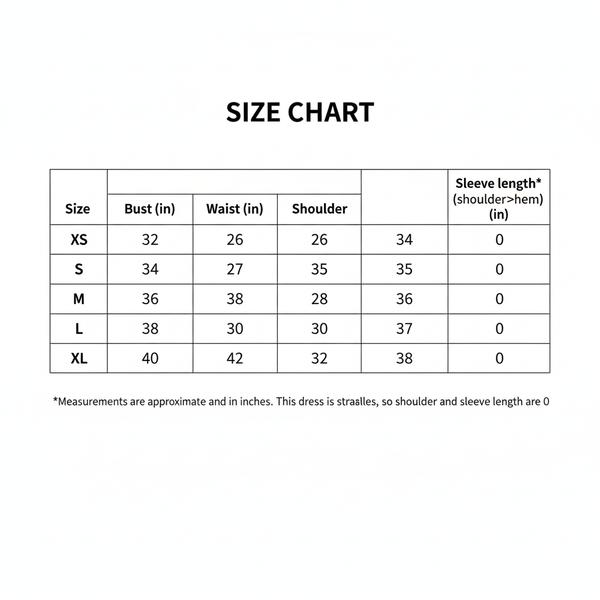 Size chart for Noir Petal